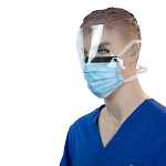 Surgical Face Mask w/ Ties & Plastic Shield Blue 4/50/cs